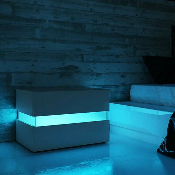 Modernas Mesitas de Noche LED RGB - Solución de Almacenamiento y Iluminación Versátil para Dormitorios con Estilo